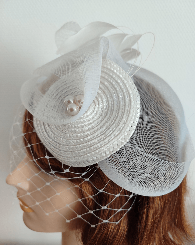 bibi blanc pour mariée avec voilette